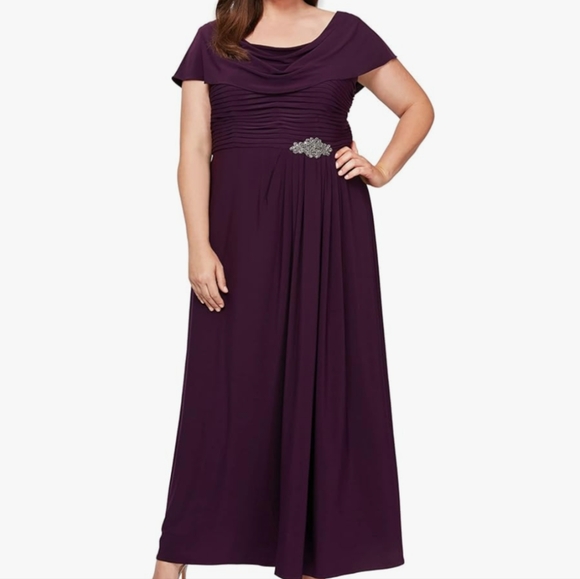 Alex Evenings Dresses & Skirts - Alex Evenings Plus Size Long Cowl Neck A-Line Dress